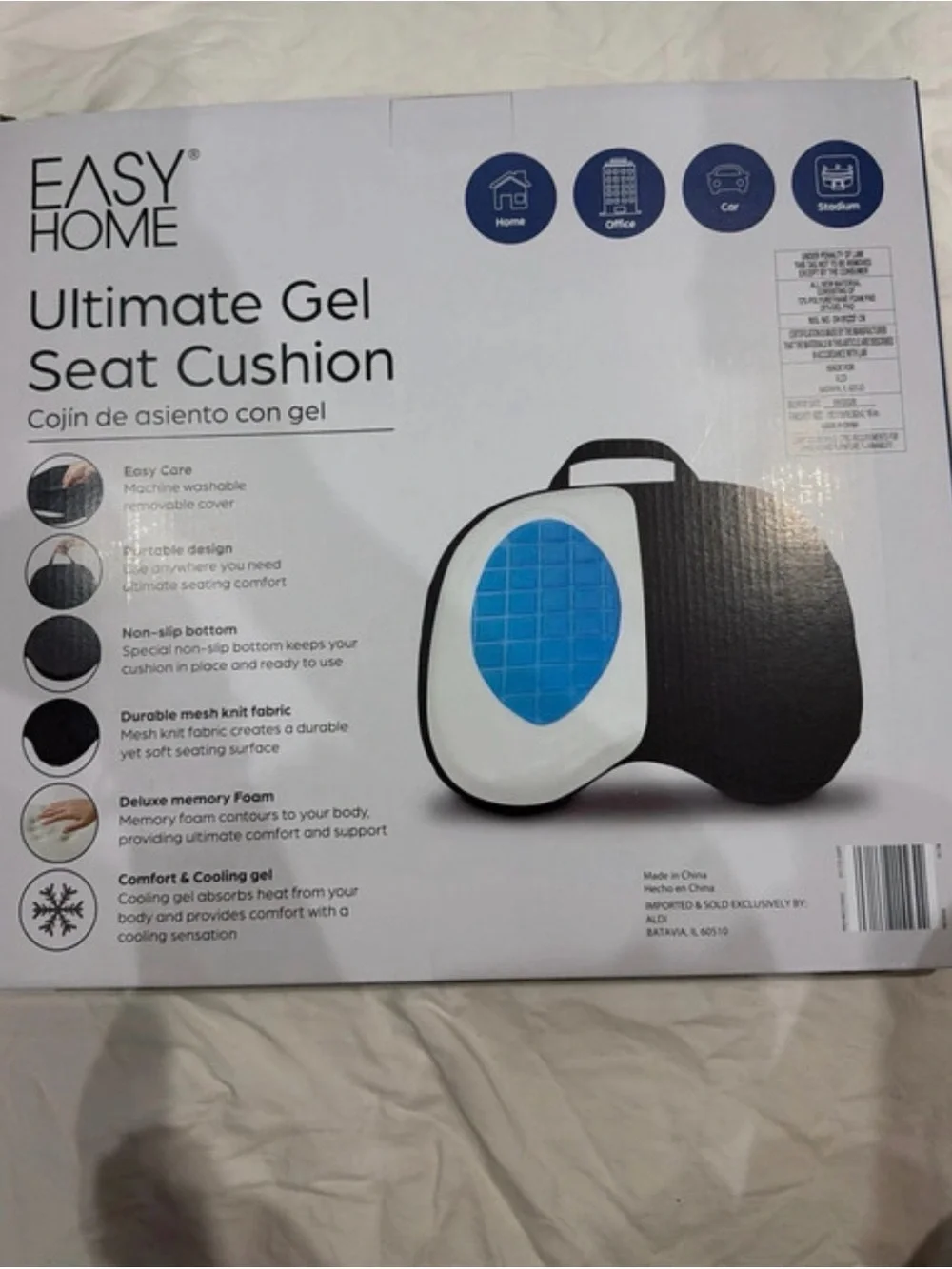 Easy Home Ultimate Gel Seat Cushion - Black & Blue